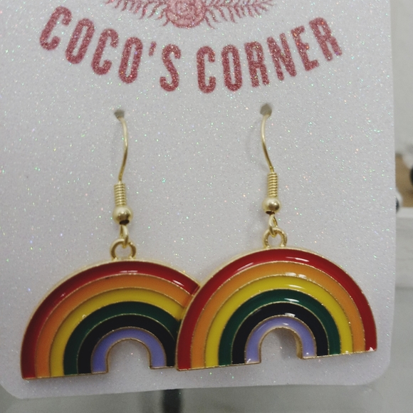 Fun colorful rainbow lgbtq pride dangle earrings - Picture 6 of 8